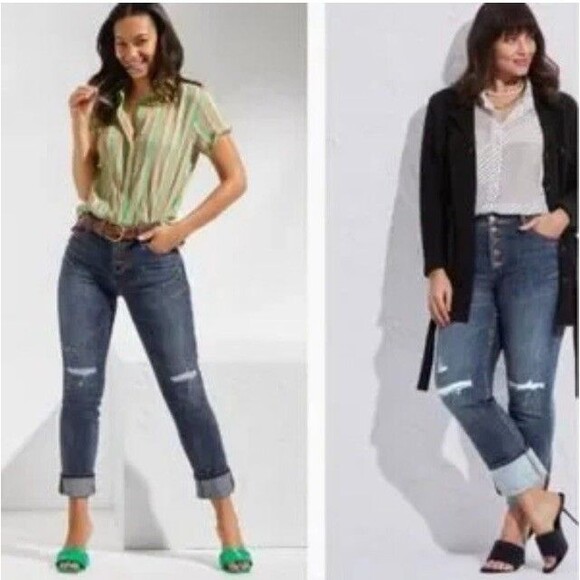 Cabi Jeans Womens 8 30x30 High Rise Button Fly Straight Leg Distressed Denim Y2K - Picture 1 of 16